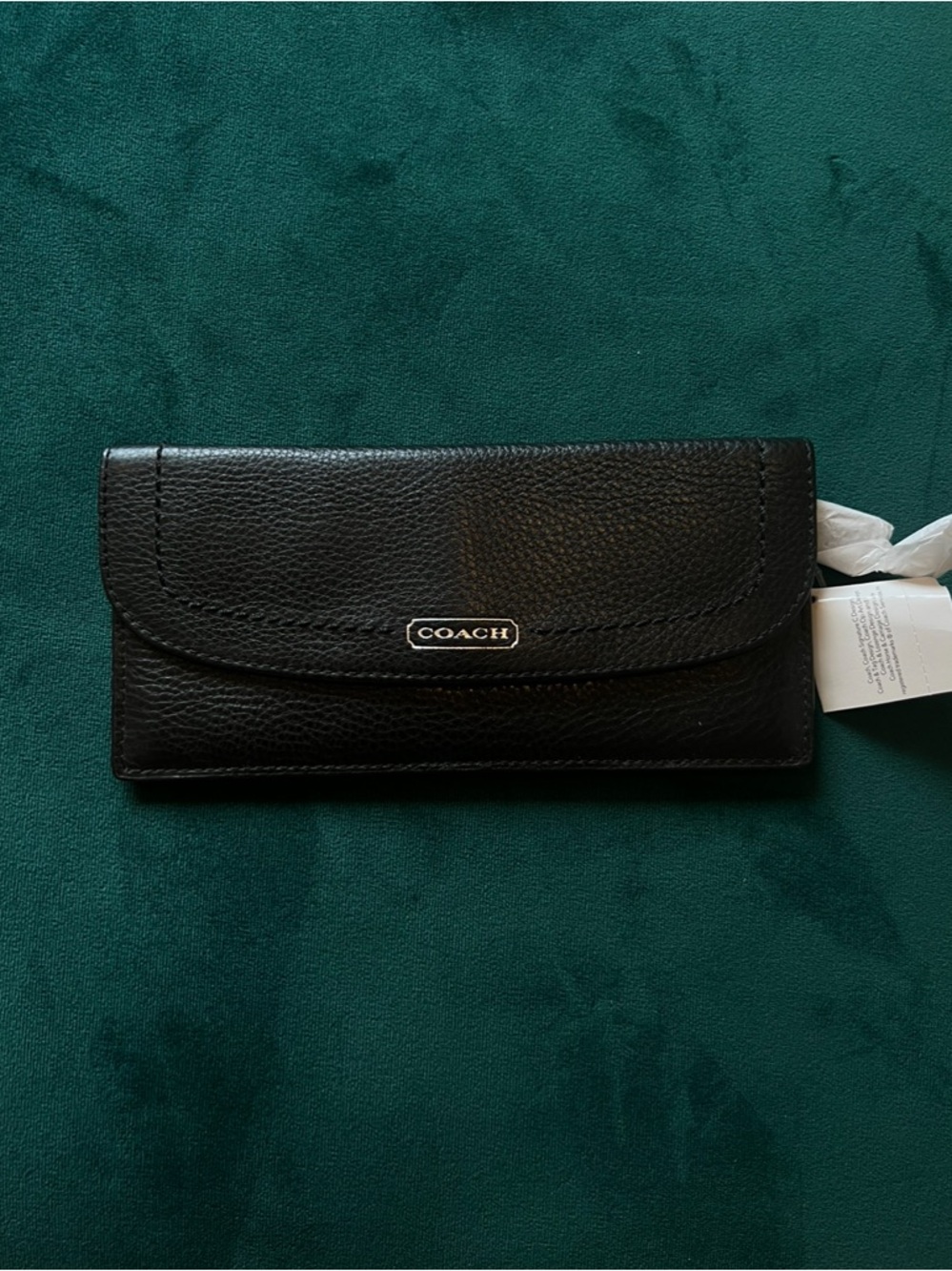 Coach Black Pebble Leather Envelope Wallet for Flat Bills Vintage